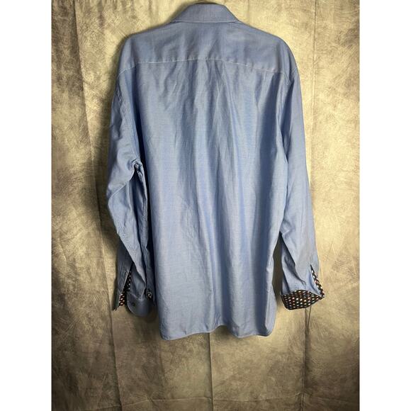 Hammer Made Men’s Dress Shirt 44 Blue Micro-Check Pattern Modern Fit - Picture 3 of 7